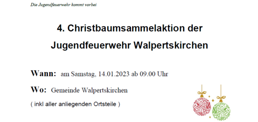 Christbaumsammelaktion der Jugendfeuerwehr